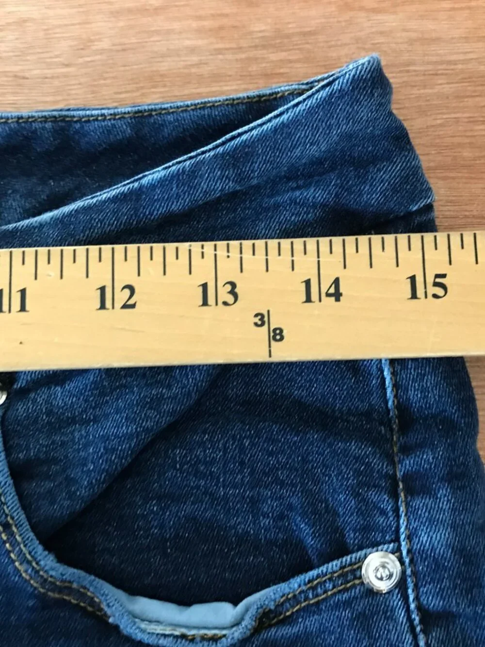 Good American Skinny Jeans Women 12/31 Blue Mid Rise Distressed Dark Wash 18993 - Picture 10 of 11